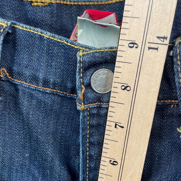 Lucky Brand Jeans Women 12/31 Blue Bootcut Long Inseam Dark Wash Denim Dungarees - Picture 8 of 11